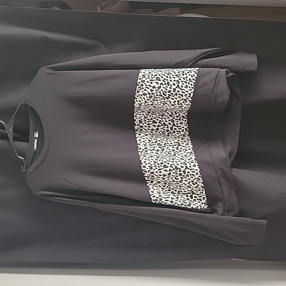 Black/leopard thin sweatshirt